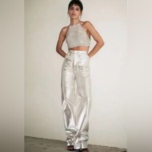 NWT Zara Boy Boy Fit Jeans Metallic Silver Size 2